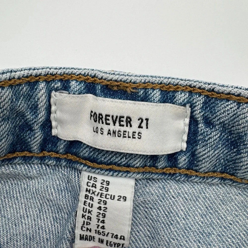 Forever 21 Los Angeles Distressed Denim Shorts Light Wash Blue High Rise Size 29
